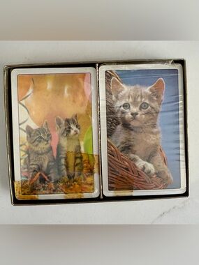 60s 70s Vintage Claridge sealed Cat Playing Cards two packs retrocute rare